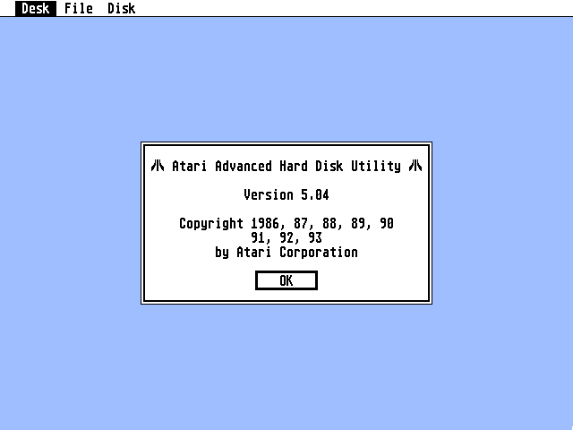 Atari Advanced Hard Disk Utility — screenshot 1